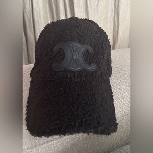 Black Textured Baseball Cap with Raised Logo